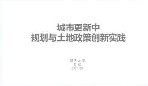 2024年全国国土空间规划年会《城市更新中规划与土地政策创新实践》周俭