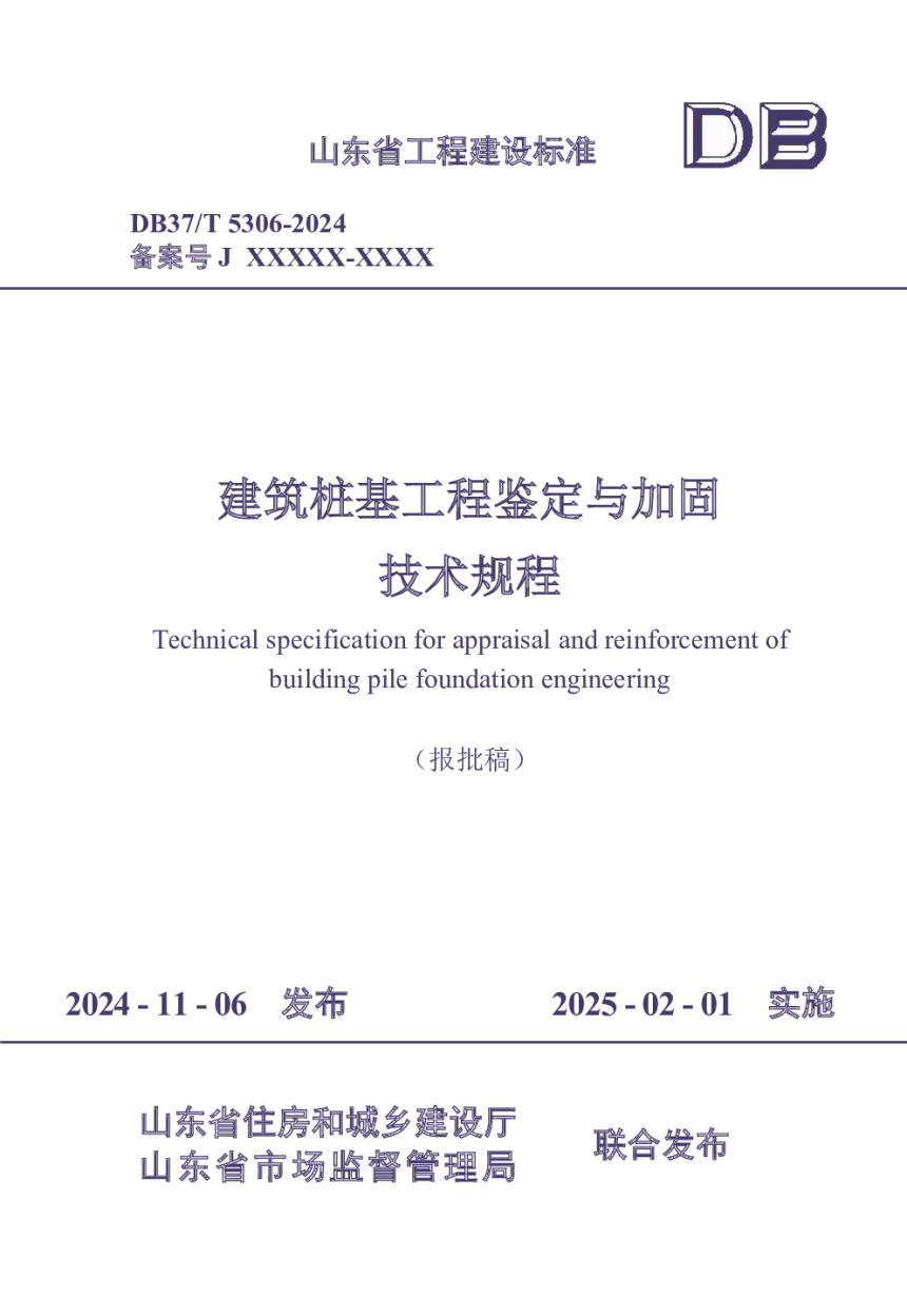 山东省《建筑桩基工程鉴定与加固技术规程》DB37/T 5306-2024-1